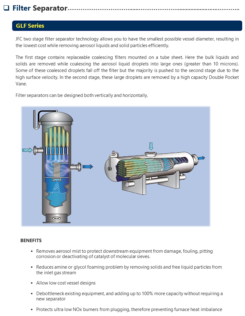 JFC Arabia LtdCoalescerSeparator Liquid/Liquid Coalescer,Liquid/Gas ,Oily Water Separator